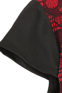 Red Cap Sleeves Lace A-line Lace-Up Vintage Dress