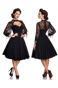 Black Lace Long Sleeves A-line Vintage Dress