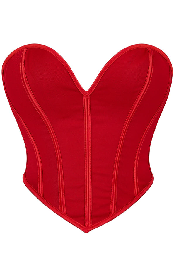 Red Strapless Lace-Up Boned Bustier Corset Top