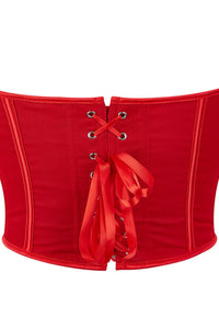 Red Strapless Lace-Up Boned Bustier Corset Top