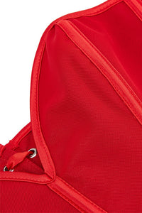 Red Strapless Lace-Up Boned Bustier Corset Top