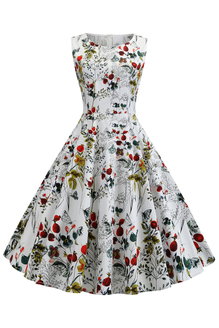 4 Styles Floral Sleeveless A-line Vintage Dress