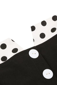 Black Dotted Neck A-line Slip Vintage Dress