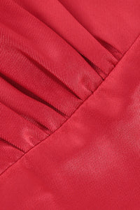 Red Plunging V Neck Long Sleeves Empire A-line Vintage Dress