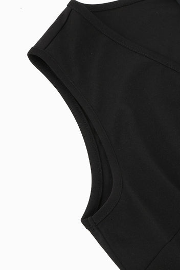 Black Floral Sleeveless A-line Vintage Dress