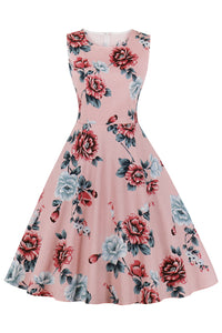 3 Styles Sleeveless Floral A-line Vintage Dress