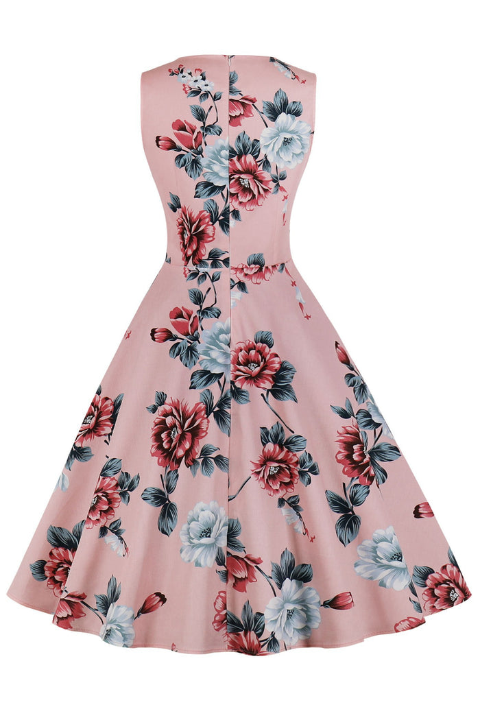 3 Styles Sleeveless Floral A-line Vintage Dress
