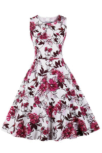 3 Styles Sleeveless Floral A-line Vintage Dress