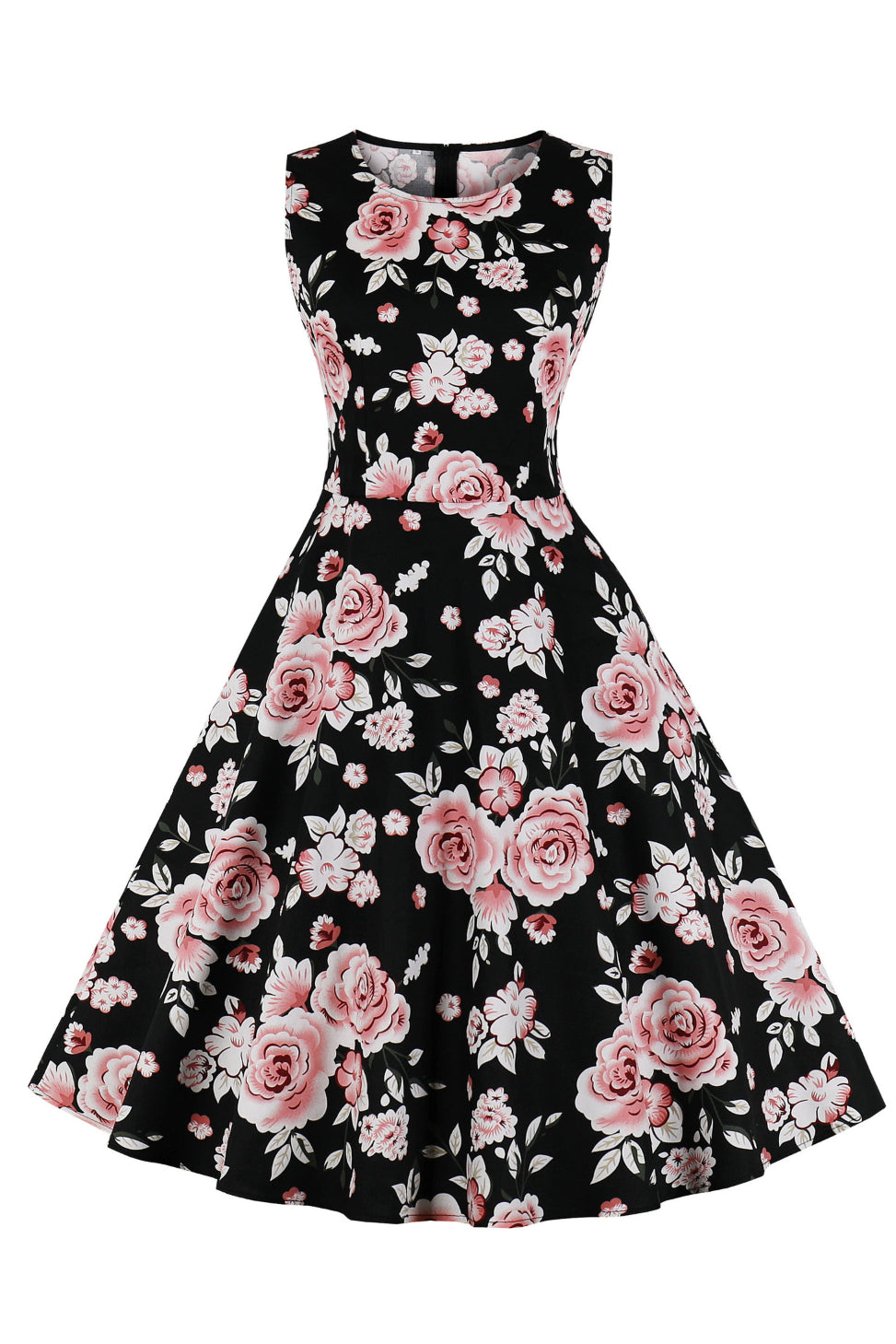 3 Styles Sleeveless Floral A-line Vintage Dress