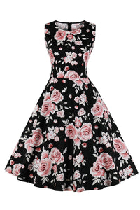 3 Styles Sleeveless Floral A-line Vintage Dress