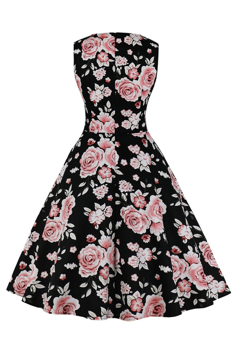3 Styles Sleeveless Floral A-line Vintage Dress