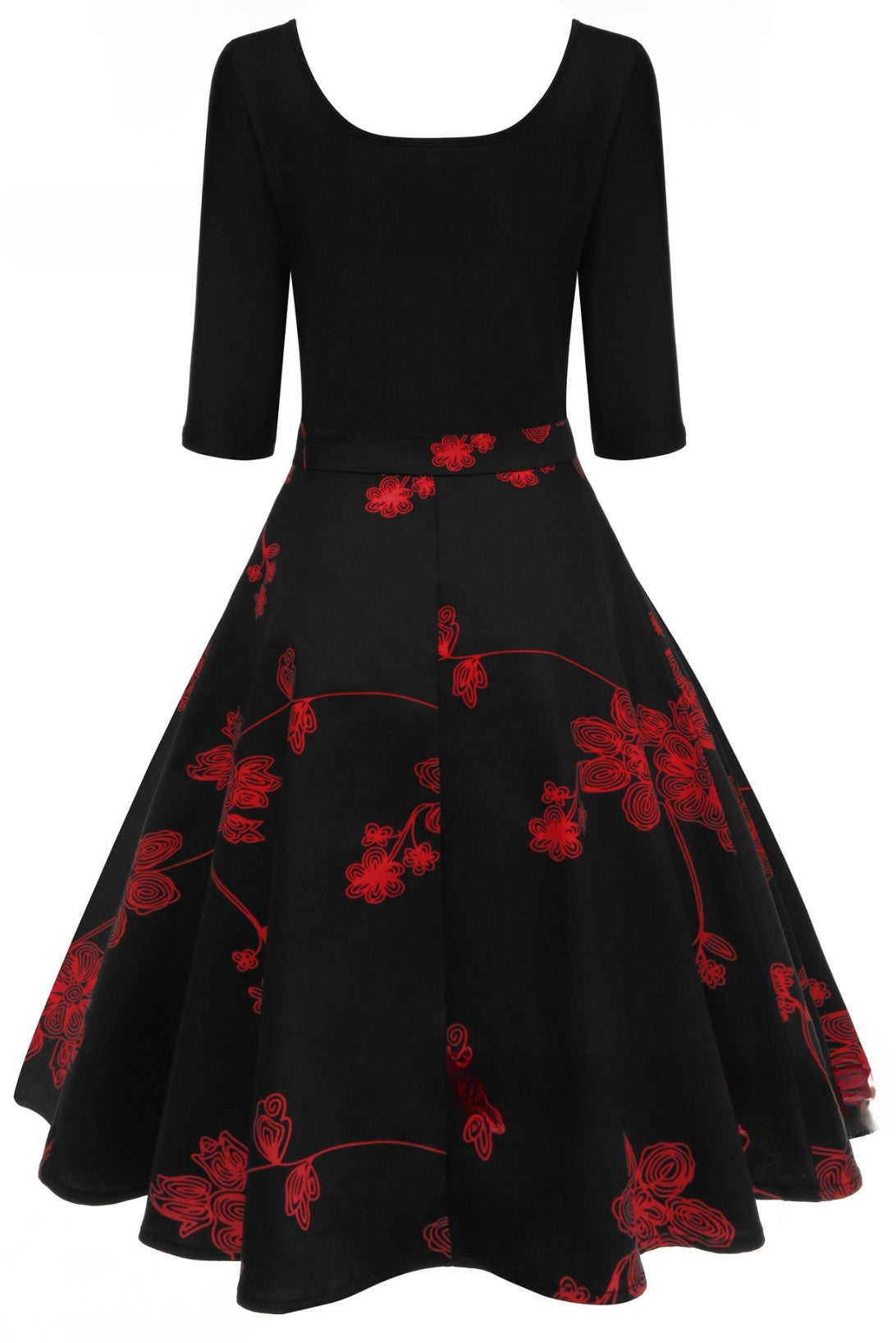 5 Styles of 1/2 Sleeves A-line Floral Vintage Dress