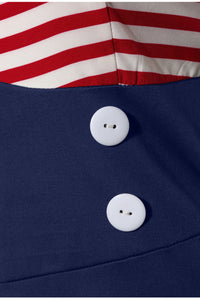 Red Stripes Top Halter A-line Vintage Dress