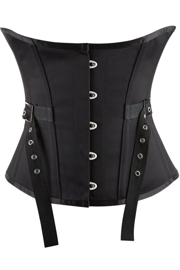 Black Lace-Up Boned Underbust Corset Top