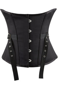 Black Lace-Up Boned Underbust Corset Top