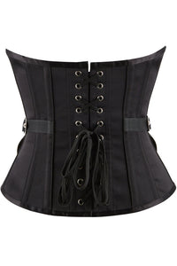 Black Lace-Up Boned Underbust Corset Top
