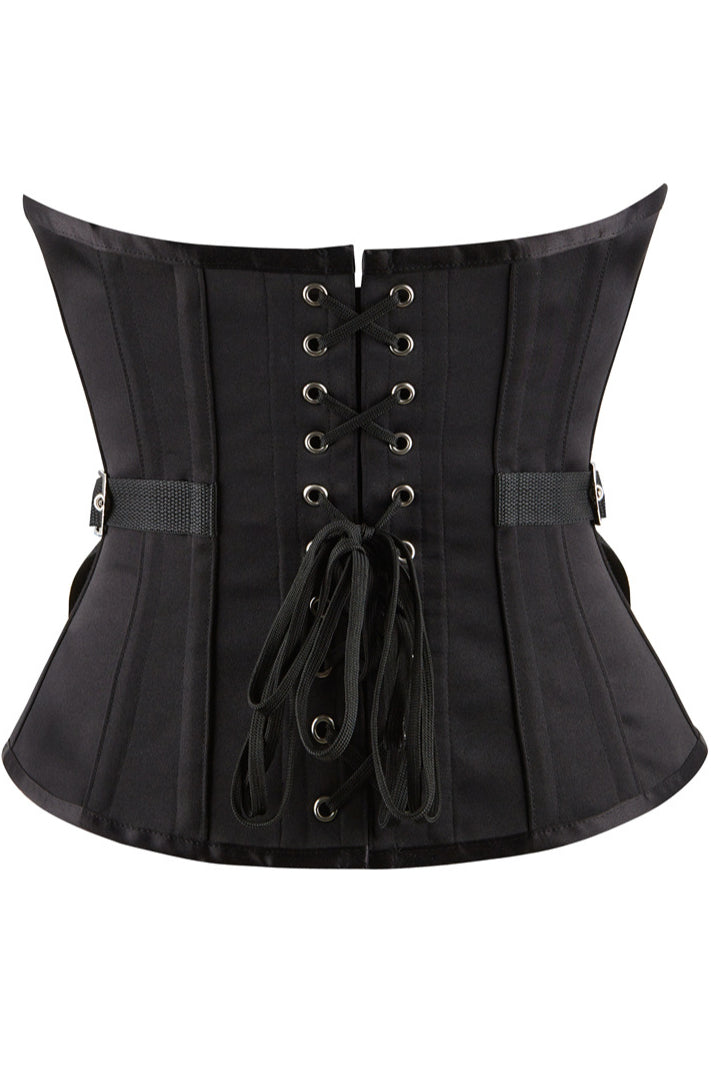 Black Lace-Up Boned Underbust Corset Top