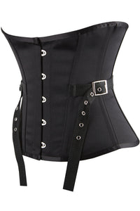Black Lace-Up Boned Underbust Corset Top
