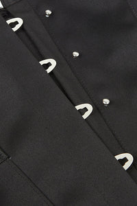 Black Lace-Up Boned Underbust Corset Top