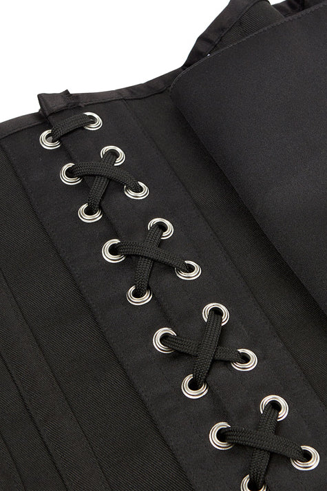 Black Lace-Up Boned Underbust Corset Top