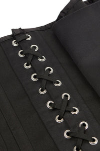 Black Lace-Up Boned Underbust Corset Top
