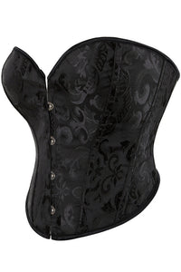 Black Strapless Lace-Up Jacquard Bustier Corset Top