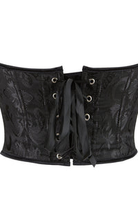 Black Strapless Lace-Up Jacquard Bustier Corset Top