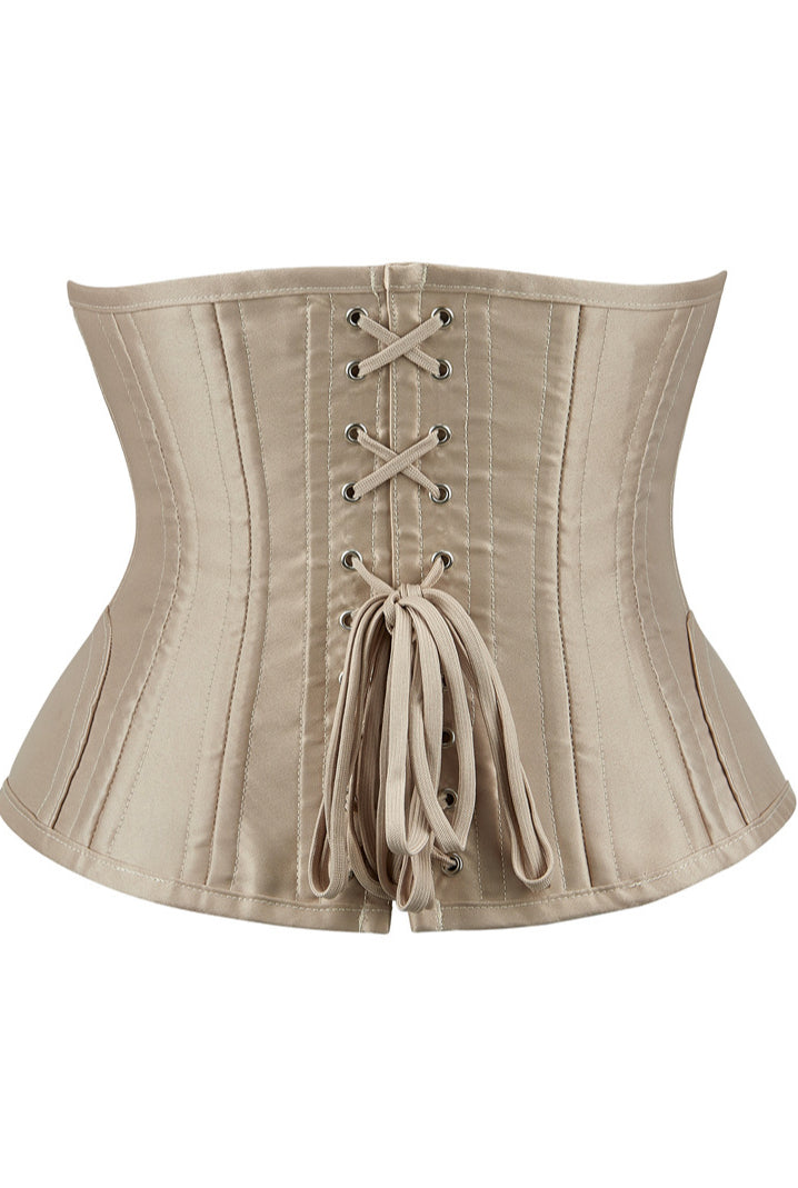Apricot Boned Lace-Up Underbust Corset Top