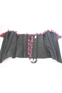 Red Lips Prints Ruffled Off-the-Shoulder Lace-Up Bustier Corset Top