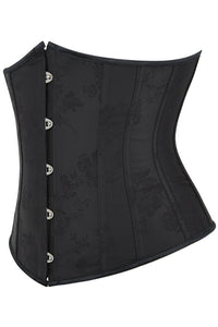Black Jacquard Lace-Up Underbust Corset Top
