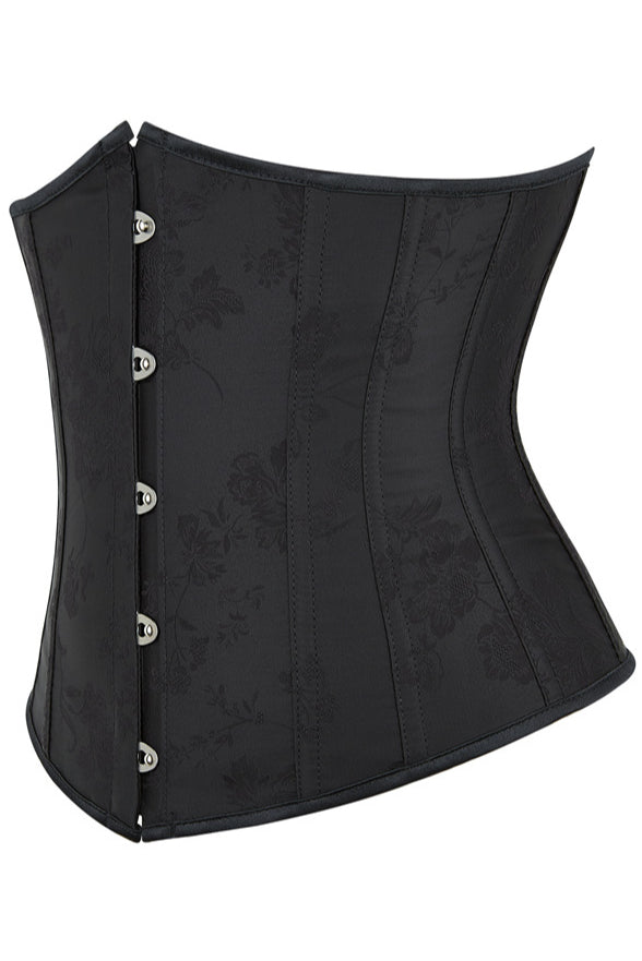 Black Jacquard Lace-Up Underbust Corset Top