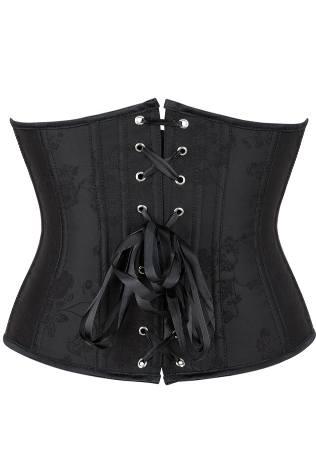 Black Jacquard Lace-Up Underbust Corset Top