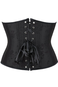Black Jacquard Lace-Up Underbust Corset Top