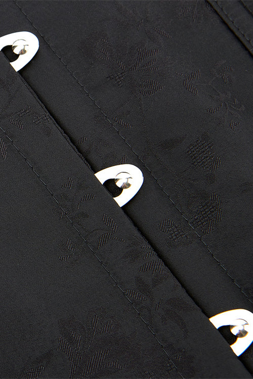 Black Jacquard Lace-Up Underbust Corset Top