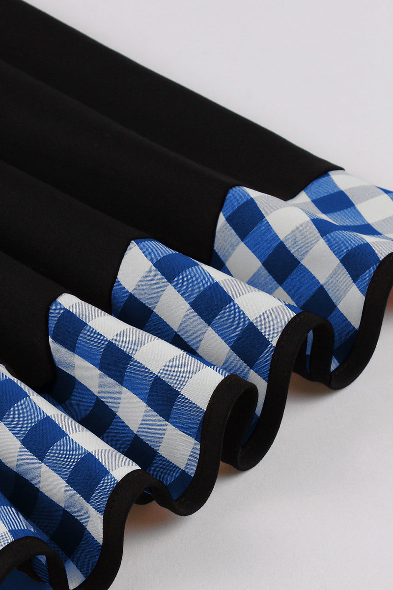 Halloween Blue Plaid Cosplay Maid Dress