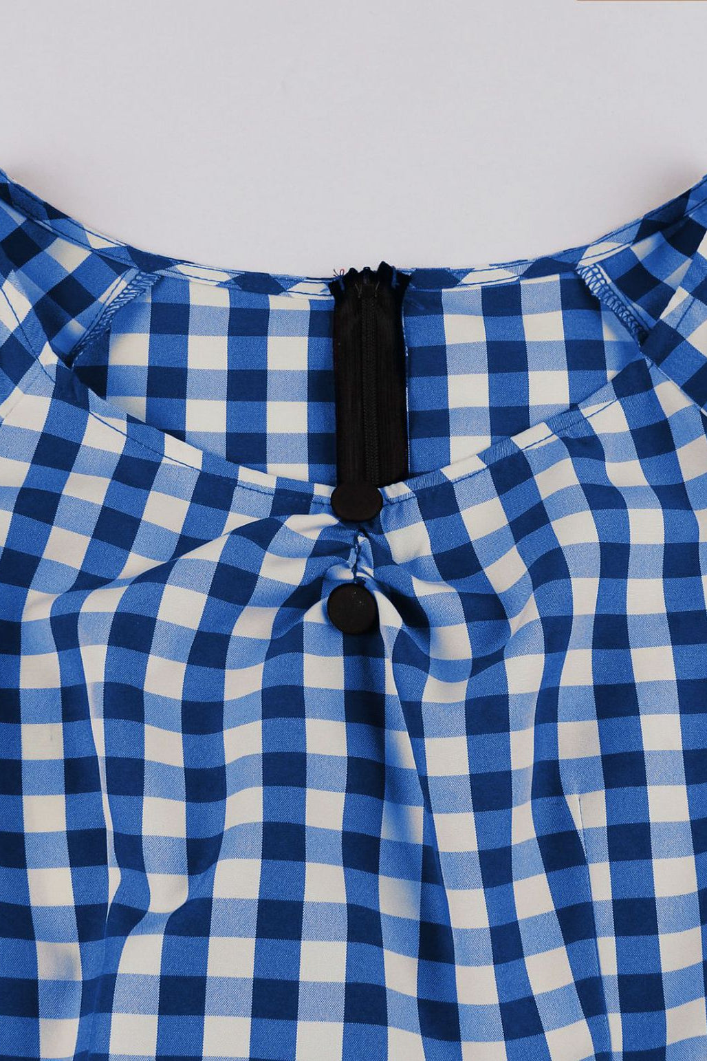 Halloween Blue Plaid Cosplay Maid Dress