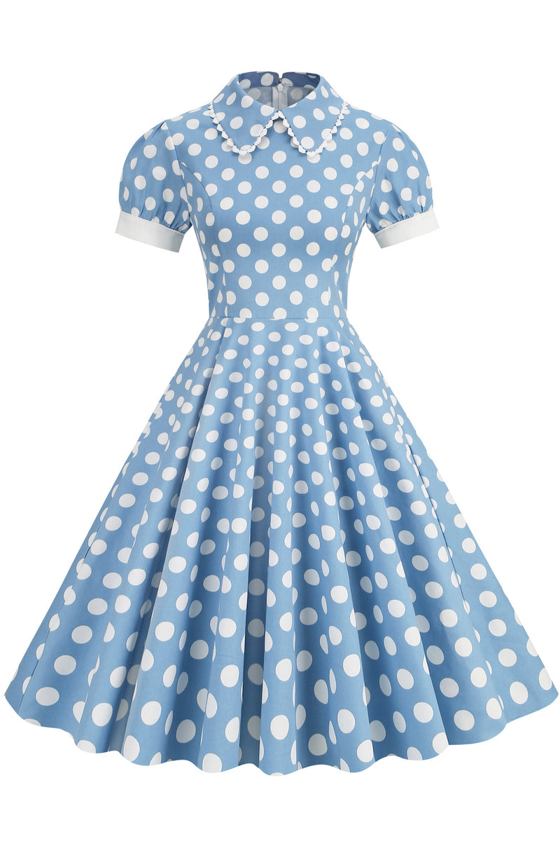 Herbene Yellow Dot Doll Collar A-line Dress