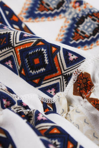 Boho Geometric Prints A-line Skirt with Fringe