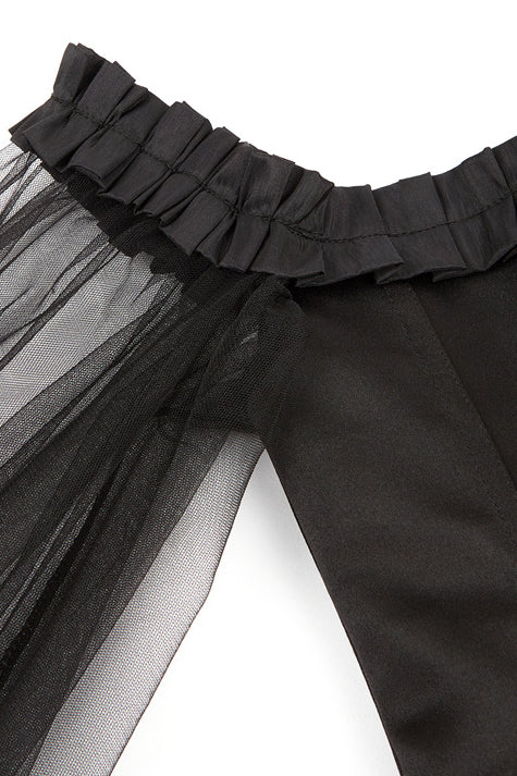 Gothic Black Off-Shoulder Illusion Long Sleeves Corset Top