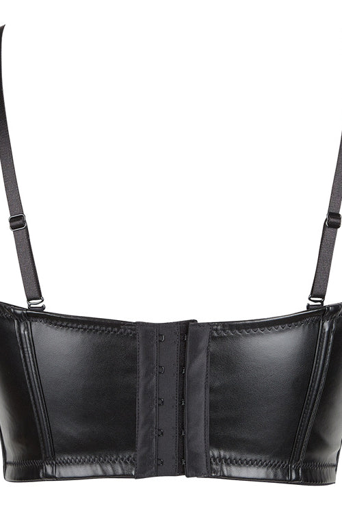 Gothic Black PU Leather Straps Bustier Corset Top