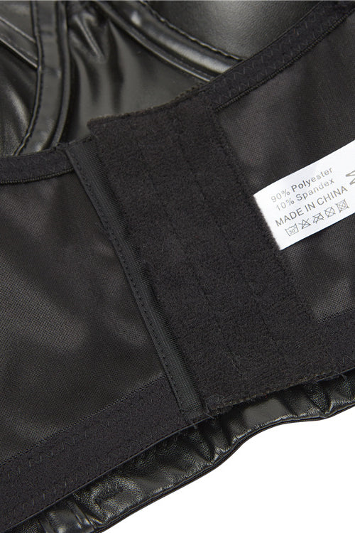 Gothic Black PU Leather Straps Bustier Corset Top