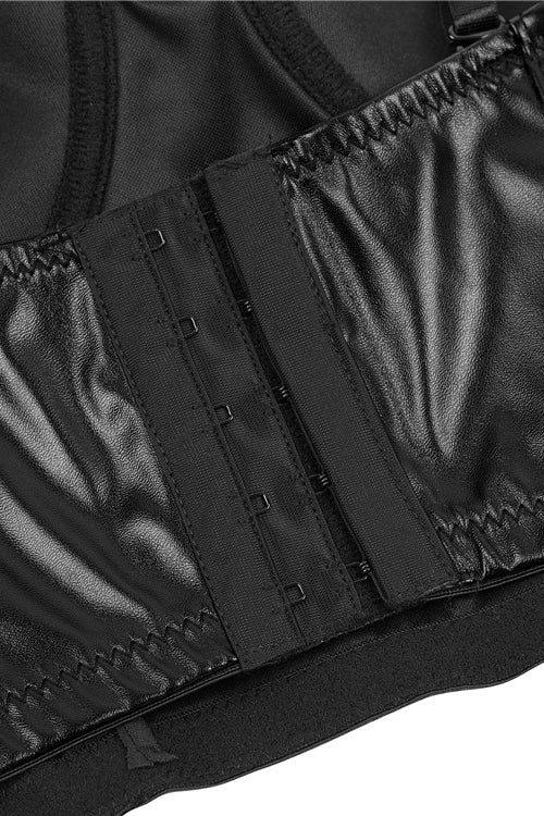 Gothic Black PU Leather Straps Bustier Corset Top