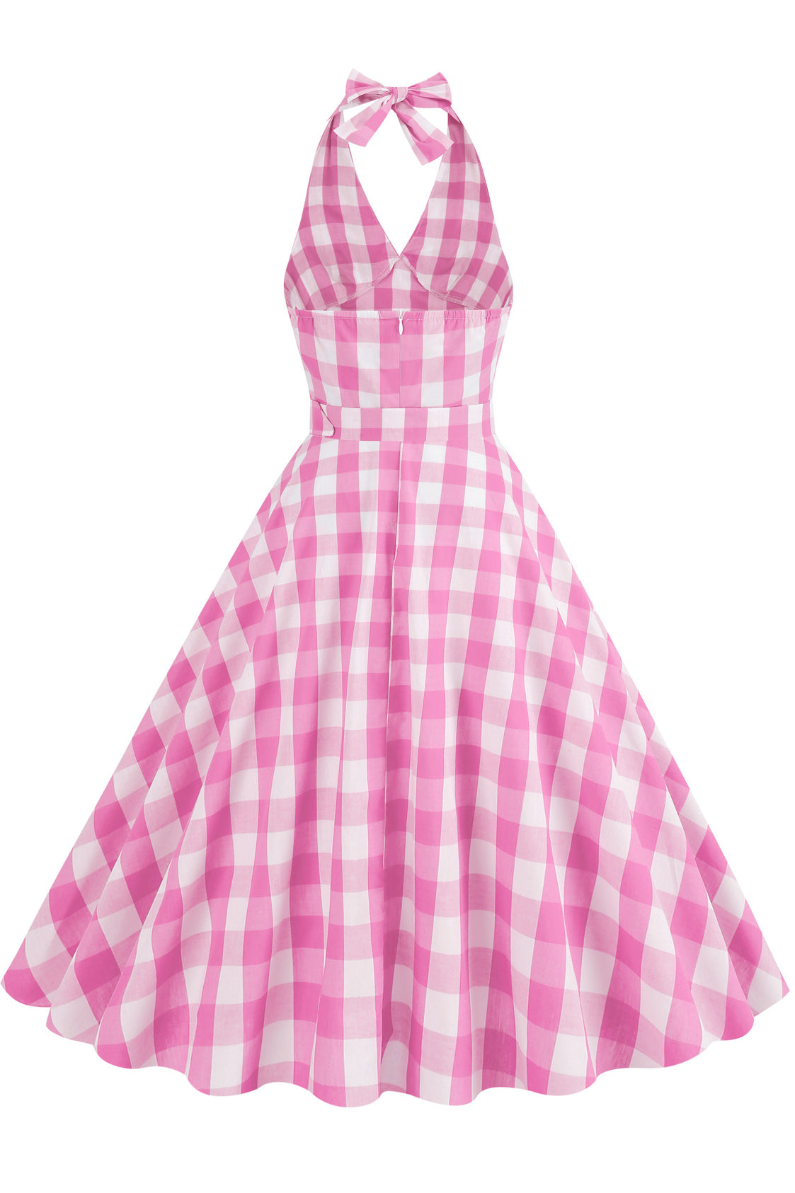 Monroe Pink Plaid Halter Dress