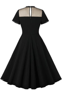 Sexy Black Tulle A-line Vintage Dress with Lace