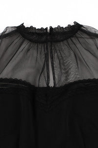 Sexy Black Tulle A-line Vintage Dress with Lace