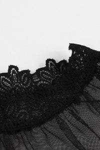 Sexy Black Tulle A-line Vintage Dress with Lace