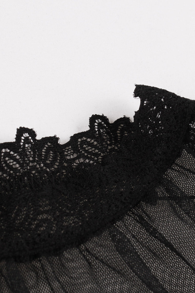 Sexy Black Tulle A-line Vintage Dress with Lace