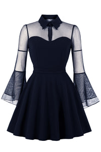 Halloween Black Bell Sleeves Black Queen Vintage Dress
