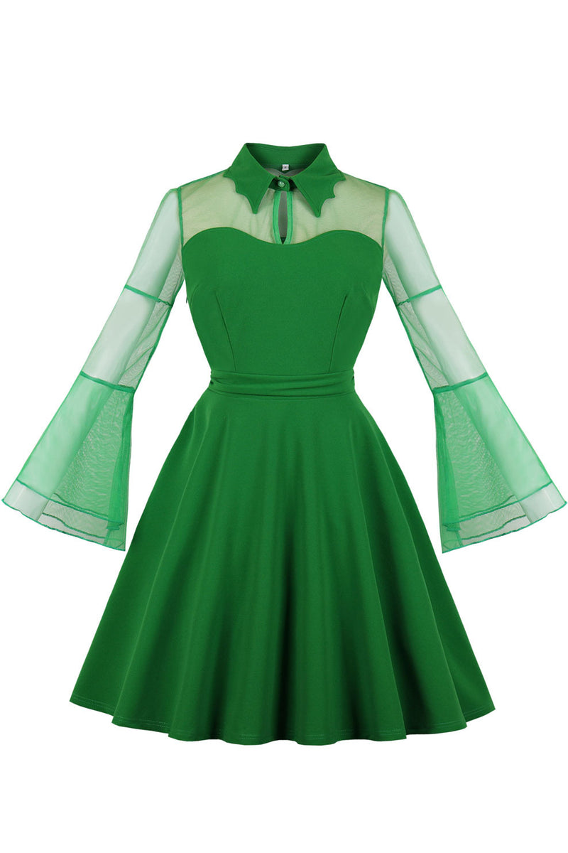 Halloween Black Bell Sleeves Black Queen Vintage Dress