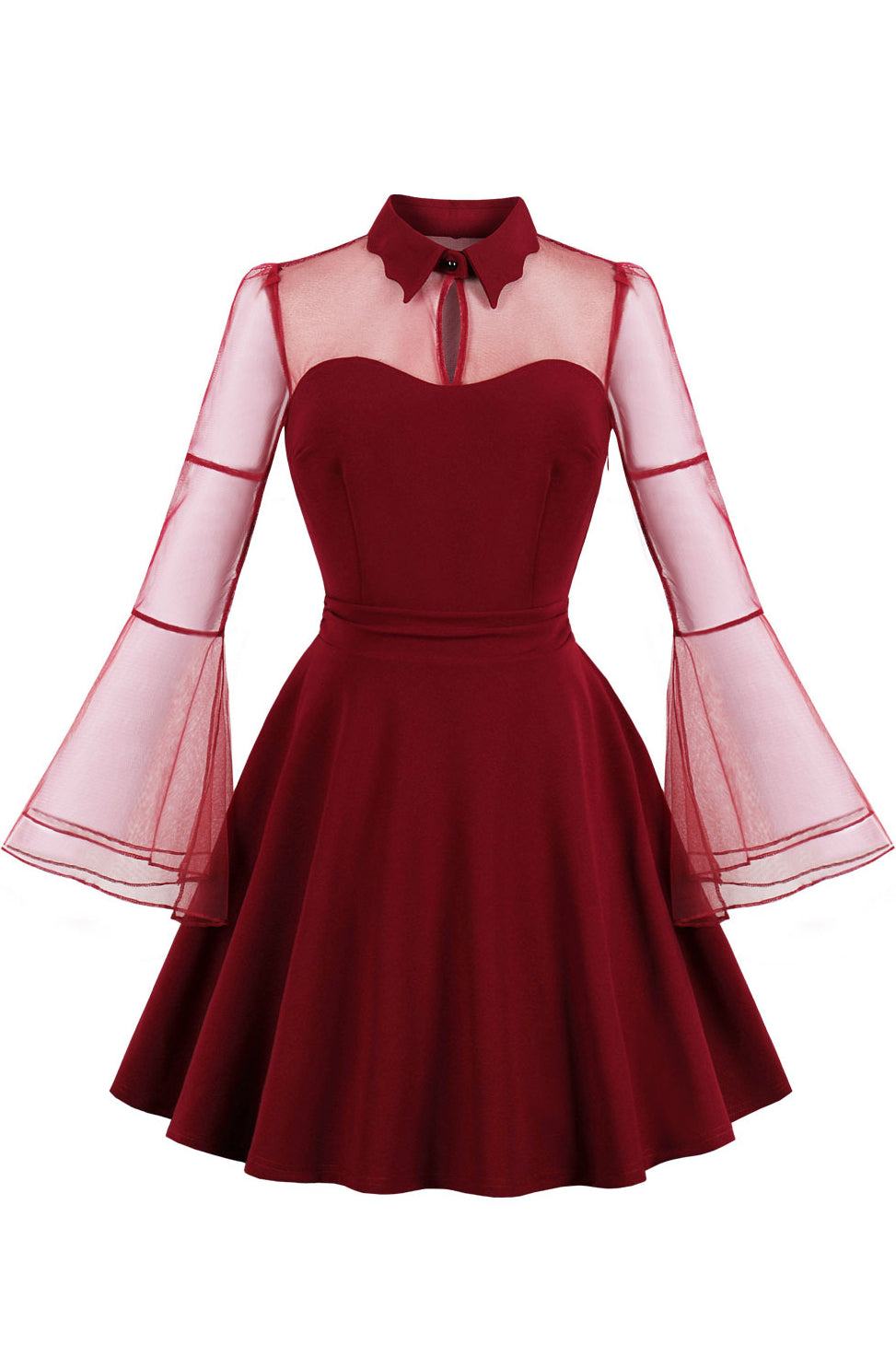 Halloween Black Bell Sleeves Black Queen Vintage Dress